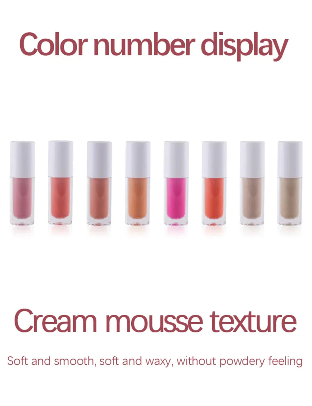 Round Tube White Box Powder Blusher Milk Muticolor Pigment Waterproof Private Label Liquid Blush Custom Bulk Eye Makeup Beauty
